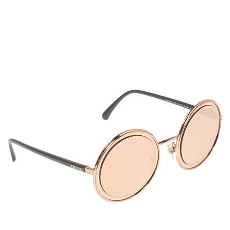 chanel round sunglasses ch4226 gold|Round Sunglasses .